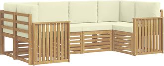 vidaXL Conjunto De Sof&aacute;s De Exterior 6 Uds. Blanco Y Crema Poli&eacute;ster Vidaxl