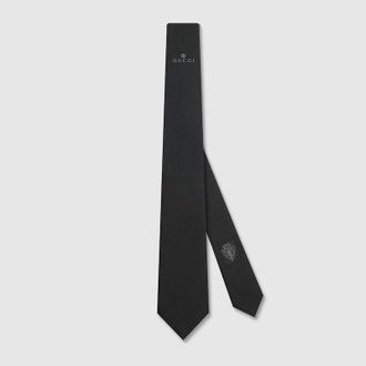 Gucci Silk Tie With Gucci Interlocking G, Grey
