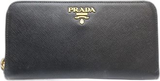 Prada Black Nero Leather Long Wallet (Bi-Fold) (Pre-Owned)