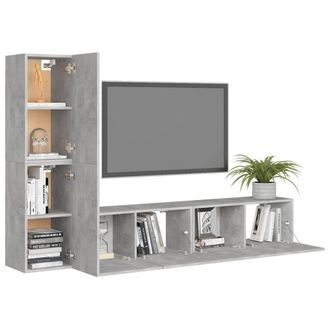 Berkfield Home Practical 4 Piece TV Cabinet Set Concrete Grey Engineered Wood