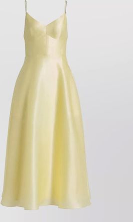 Alberta Ferretti dress v neckline fitted bodice flared skirt