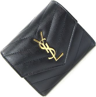 Saint Laurent Black Leather Wallet (Tri-Fold) (Pre-Owned)