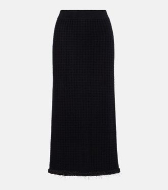 Jardin Des Orangers Distressed wool and cashmere pencil skirt