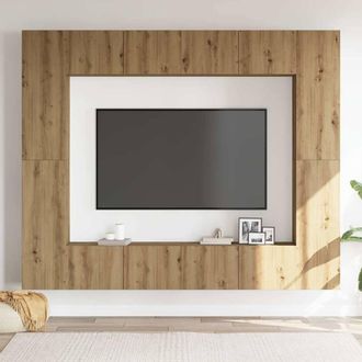 Berkfield Home Wall Mounted TV cabinets 8 pcs Artisan Oak Engineered Wood in Brown