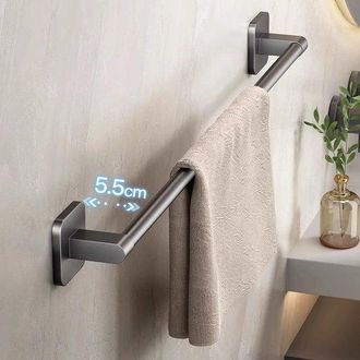 OEM Toallero De Ba&ntilde;o - Sin Taladrar - Montaje En Pared - Juego De 2 - Gris - 40 Cm
