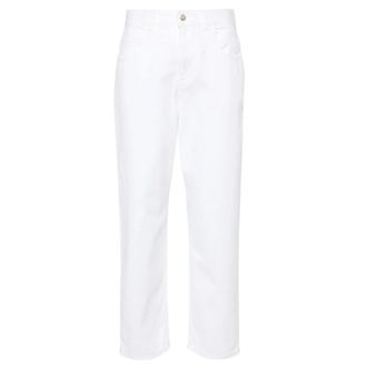 Moncler High-Rise Cropped Jeans - Dames - Vrijetijds broeken - Wit - XS - Katoen - Broeken