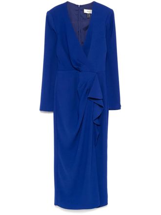 Nissa V-neck crepe midi dress - women - Spandex/Elastane/Polyester/Polyester - 44 - Blue