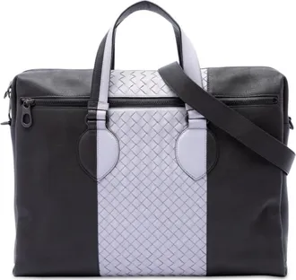 Bottega Veneta Pre-owned Bottega Veneta Bicolor Intrecciato Trimmed Nappa Business Bag Unisex GHC8XZ0QKAA6PANF