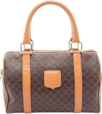 Celine Pre-owned Macadam Coated Canvas Handbag - Dames - Vintage Handtas - Bruin - ONE Size - Leer - Vintage