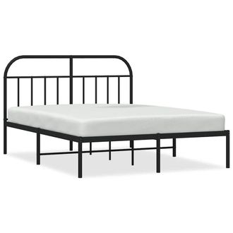 Berkfield Home Metal Bed Frame with Headboard Black 150x200 cm King Size