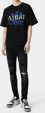 Amiri Glitter Snake Logo Tee In Black