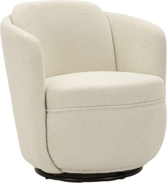 Mauro Ferretti Sillón giratorio de tela crema 70x72x75 cm