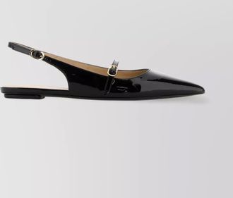 Stuart Weitzman leather ballerinas emilia buckle detail flat sole