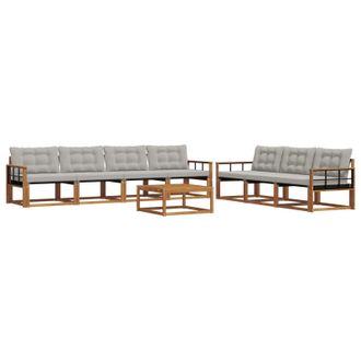 vidaXL Conjunto De Sof&aacute;s De Exterior 8 Pcs Gris Natural Y Claro Vidaxl