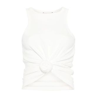 Magda Butrym Tops, Dames, Beige, 2Xs, Katoen, Knotted Ribbed Tank Top