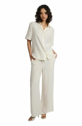 Onia Crinkle Wide Leg Drawstring Pant in Egret at Nordstrom, Size Xx-Large 28