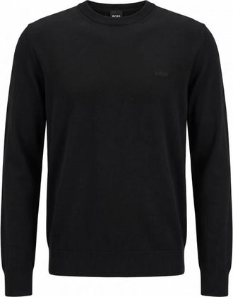 HUGO BOSS Merino Wol Trui - Heren - Ronde hals truien - Zwart - 3XL - Wol - Truien & Vesten