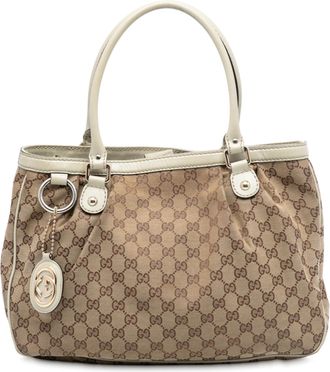 Gucci Pre-owned Womens Gg Canvas Sukey Tote - Tan Textile - One Size