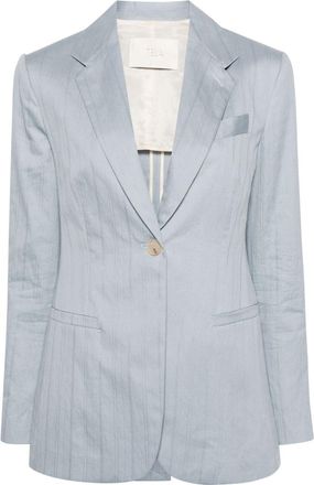 Tela Abelia single-breasted blazer - women - Polyamide/Cotton/Linen/Flax/Cotton/Viscose - 44 - Blue