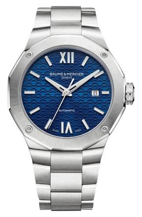 Baume & Mercier Riviera 10620 Automatic Bracelet Watch, 42mm in Blue at Nordstrom