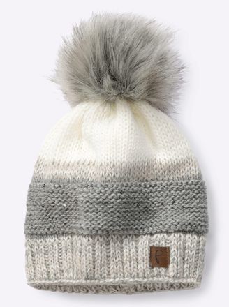 Heine Strickm&uuml;tze HEINE, Damen, grau (grau, sand), Kunstfaser, M&uuml;tzen Strickm&uuml;tze