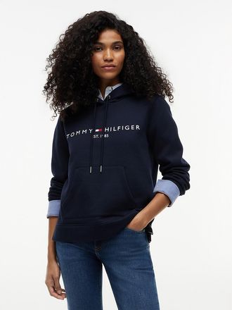Tommy Hilfiger Womens Tommy Logo Fleece Hoodie - Navy - XXL