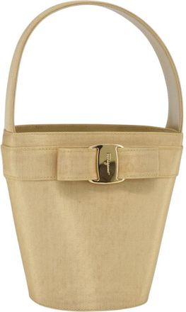 Ferragamo Vala Handbag Canvas Yellow Canvas Handbag (Pre-Owned)