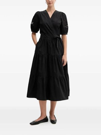 DKNY tiered lace-insert midi dress - Black