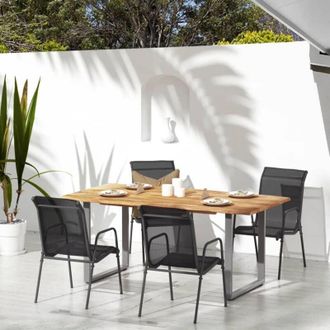 vidaXL Sedie da Giardino 4 pz in Acciaio e Textilene Nere vidaXL