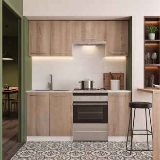 Puma Naturel - Roble 1,8 M, Juego De Muebles De Cocina Para Montar, Color Roble (ksetoak)
