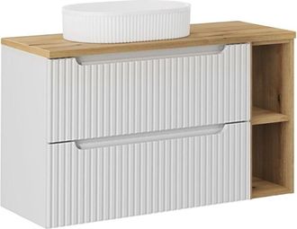 Petits Meubles Mueble lavabo 2 cajones 2 compartimientos estratificado Blanco marrón