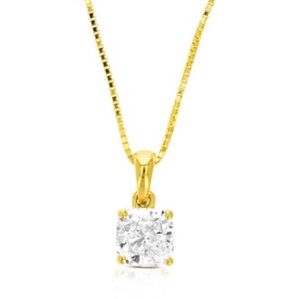 Vir Jewels 1 cttw Cushion Lab Grown Diamond Solitaire Pendant Necklace in 14K Gold with Chain For Women