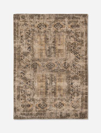 Louis De Poortere Bakhtiari Design - Alfombra Cl&aacute;sica Anticuaria - Hecha En B&eacute;lgica - Acabado A Mano - Antideslizante Natural - 100% Algod&oacute;n - Agha Oro Viejo - 140 X 20