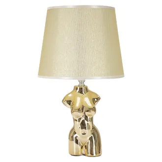 Dmora L&aacute;mpara De Mesa Bafapa, Requiere 1 Bombilla, Enchufe E27, Pantalla, Beige