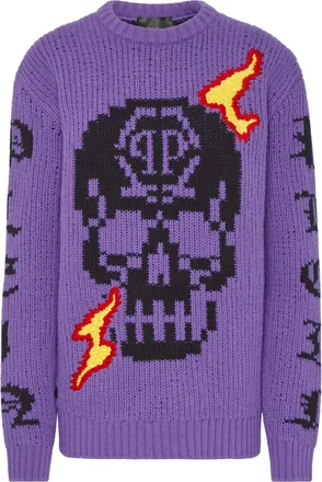 Philipp Plein Round Neck Pullover LS Skull