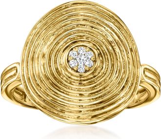 Ross-Simons 18kt Gold Over Sterling Ripple Ring With Diamonds
