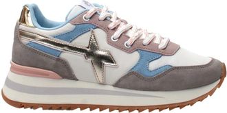 W6YZ Grijze Ademende Sneaker met Gouden Details - Dames - Sneakers - Veelkleurig - 39 EU - Su&egrave;de - Schoenen