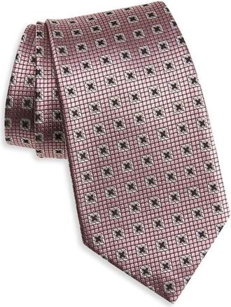 Ermenegildo Zegna Geometric Silk Tie in Md Pnk Fan at Nordstrom