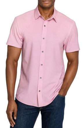 W.R.K Abstract Geo Short Sleeve Button Up Shirt in Pink at Nordstrom, Size Xx-Large