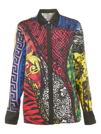 Versace Blouse met dierenprint - Zwart