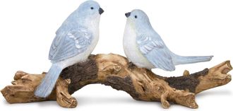 Melrose International Natural Blue Birds on Branch Figurine 9.5L - Brown, White, Blue