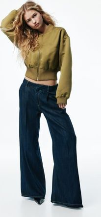 H&M Loose Fit Wide Regular Jeans in Dark Denim Blue at Nordstrom, Size 10