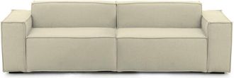 Talamo Italia Divano fisso 3 posti Argo, Divano componibile lineare, Sof&agrave; moderno da soggiorno in tessuto, 100% Made in Italy, Cm 260x95h70, Beige - Talamo Italia