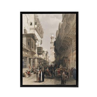 Artery8 Mosque El Mooristan Cairo D. Roberts Black Framed Canvas Wall Art in Brown | Size: W24 x H32