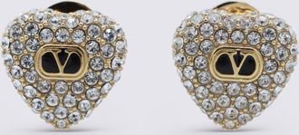 Valentino Garavani Black And Gold Metal Earrings