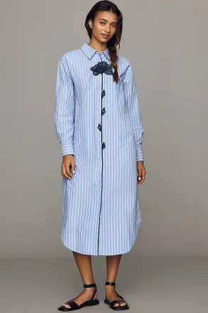 Maeve Soren Long-Sleeve Midi Shirtdress