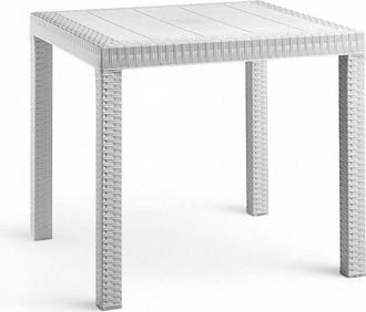 No Brand No Brand - Tavolo componibile in resina effetto rattan 90x90xH72 cm Latir - Bianco
