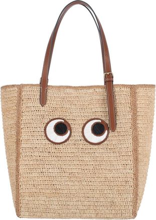 Anya Hindmarch Woven Raffia Tote with Embroidered Eye Motif