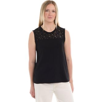 Wilt Shell with Lace Yoke Top in Black at Nordstrom, Size X-Small