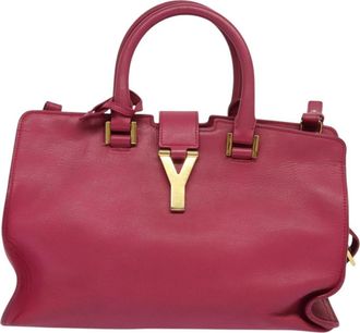 Saint Laurent Classic Y Cabas Leather Pink Leather Bag (Pre-Owned)